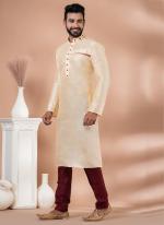 Banarasi Dhupion Silk Cream Festival Wear Weaving Kurta Pajama